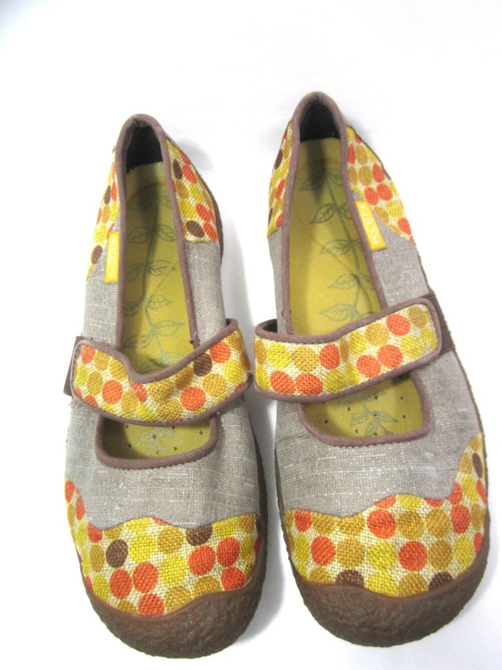 Keen Size 9.5 M Harvest Mary Jane Yellow Mustard Orange Brown Dots Metallic - Picture 6 of 10